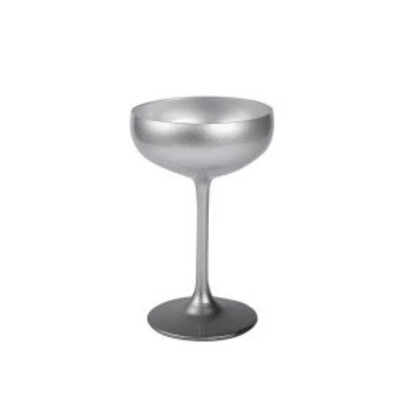 Stölzle Olympic Plain champagnecoupe zilver 230 ml – coupeglas met zilveren voet voor de bar