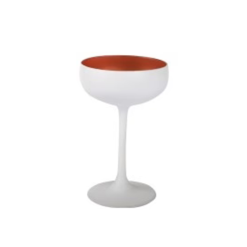 Stölzle Olympic champagnecoupe mat wit met brons 230 ml – sfeervolle coupe voor de horeca