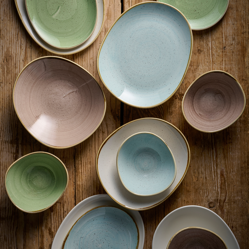 Churchill Stonecast Sage Green bord 18,5 x 15,5 cm – saliegroen porseleinen bordje voor buffetten