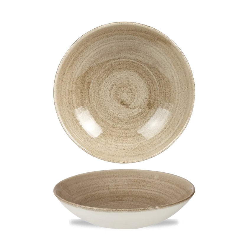 Churchill Stonecast Patina Antique Taupe Evolve coupekom 18 cm – taupe randloze kom voor restaurants
