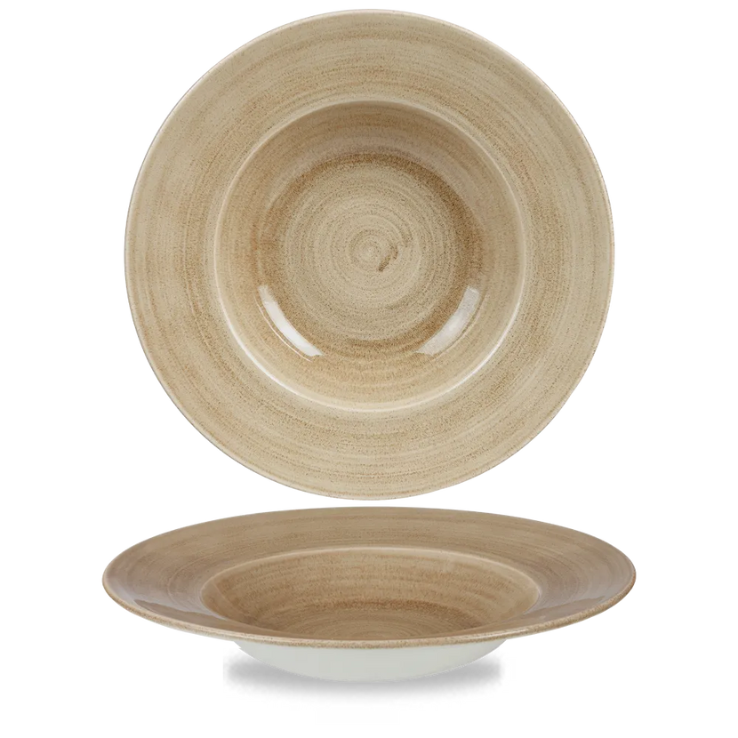 Churchill Stonecast Patina Antique Taupe kom brede rand groot – taupe pastakom voor de horeca