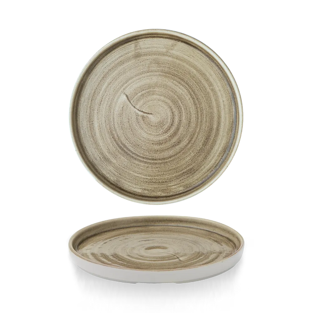 Churchill Stonecast Patina Antique Taupe bord met rand 21 cm – taupe bord voor restaurants