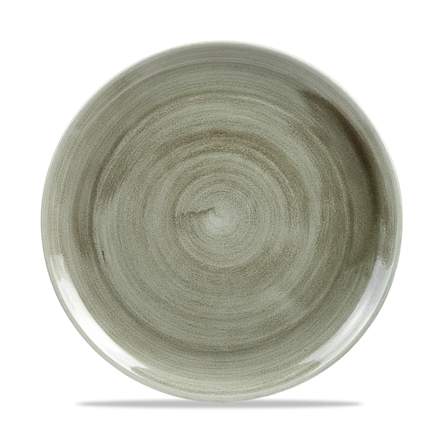 Churchill Stonecast Patina Green Evolve coupebord 26 cm – groen randloos bord voor restaurants