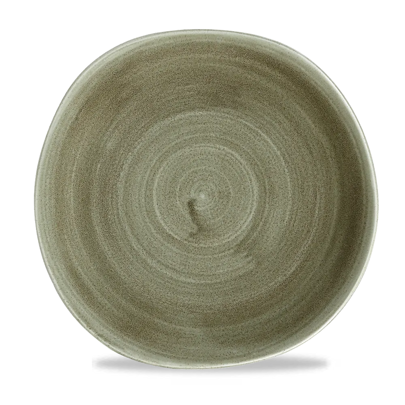 Churchill Stonecast Patina Green Trace bord 26,4 cm – groen bord met reliëf voor restaurants