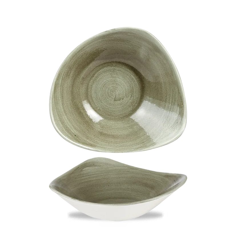 Churchill Stonecast Patina Burnished Green Lotus kom 24 cm – groene serveerkom voor de horeca