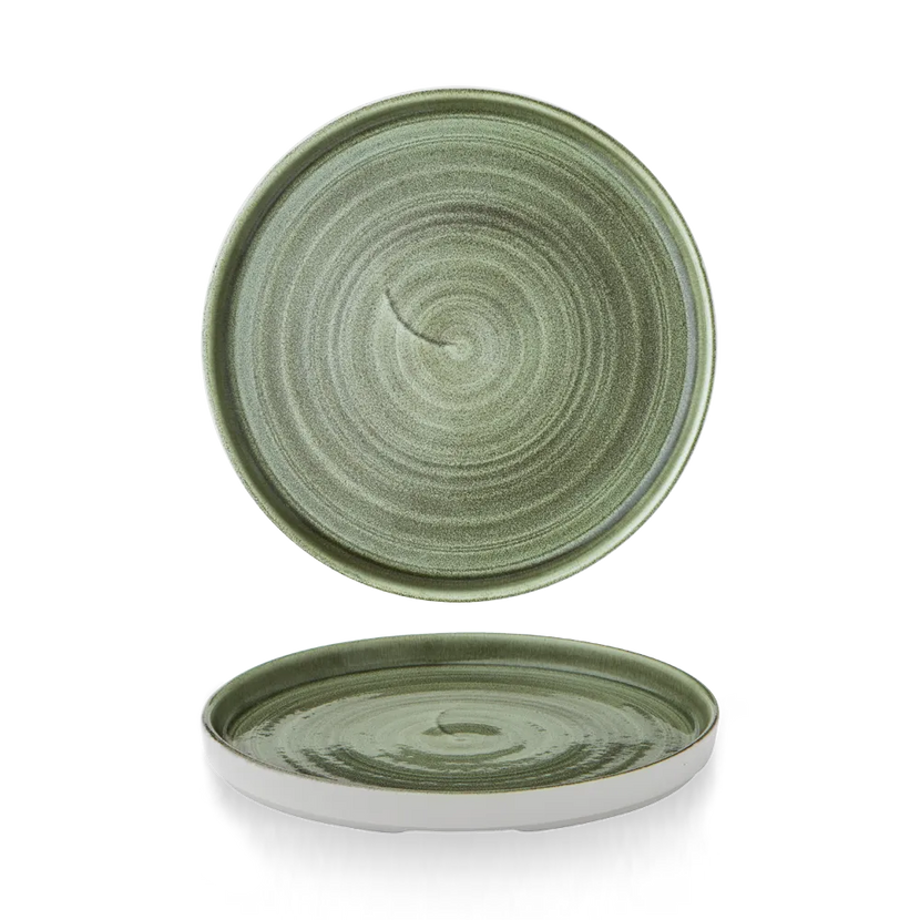 Churchill Stonecast Patina Burnished Green bord met rand 21 cm – groen bord voor de horeca