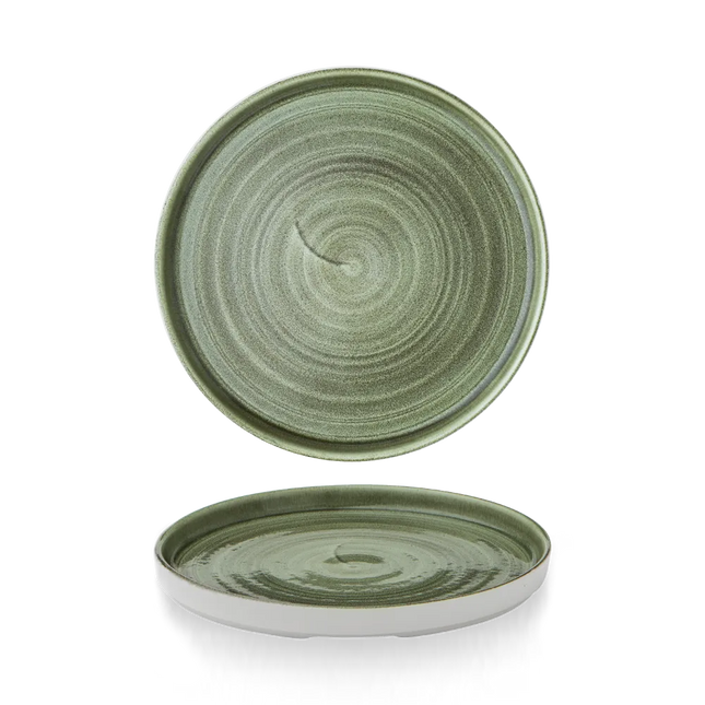 Churchill Stonecast Patina Burnished Green bord met rand 21 cm – groen bord voor de horeca