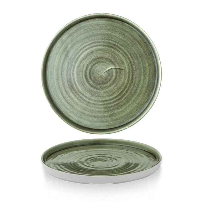 Churchill Stonecast Patina Burnished Green bord met rand 26 cm – groen dinerbord voor restaurants
