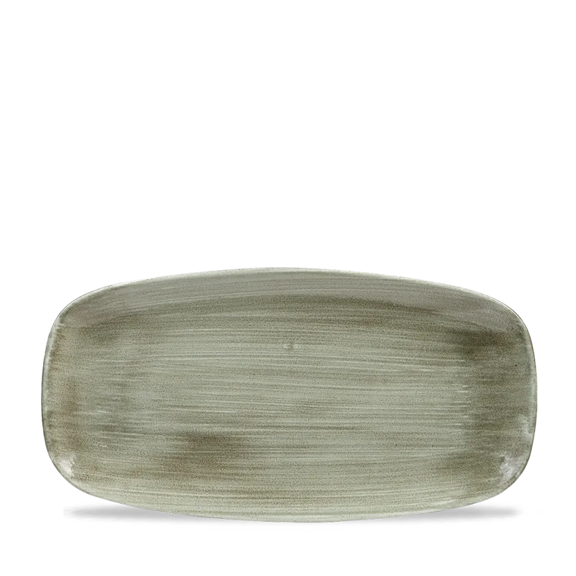 Churchill Stonecast Patina Burnished Green chef's bord langwerpig 11 3/4 inch – gespikkeld bord voor fine dining