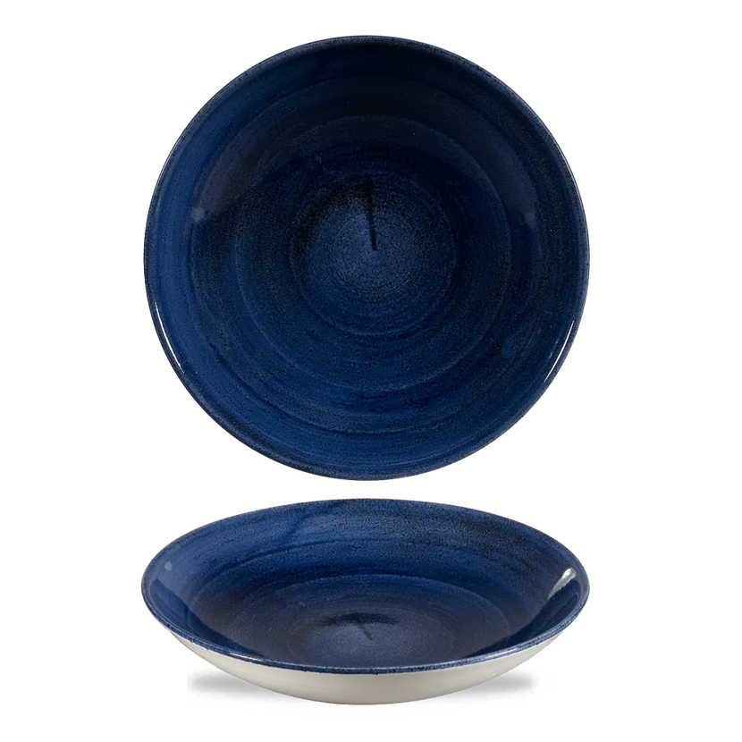 Churchill Stonecast Patina Cobalt Blue Evolve coupekom – kobaltblauwe randloze kom voor restaurants