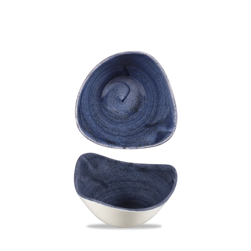 Churchill Stonecast Patina Cobalt Blue driehoekige kom 15,3 cm – kobaltblauw schaaltje voor amuses