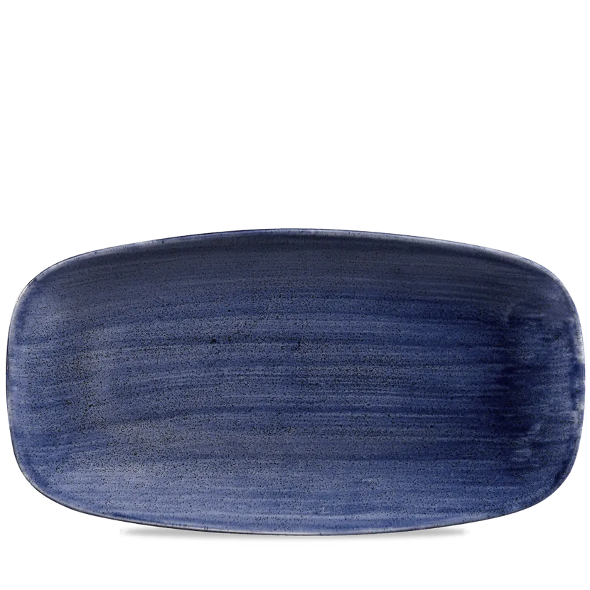 Churchill Stonecast Blue ovaal chef's bord 35.5x18.9cm – gespikkeld stoneware met reactief glazuur voor cafés