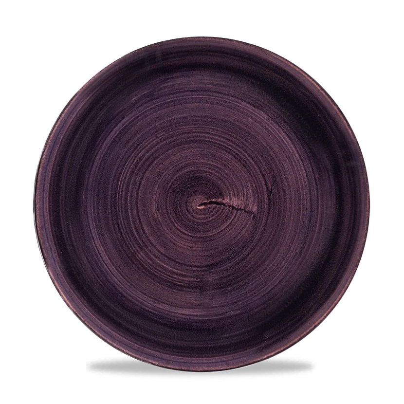 Churchill Stonecast Patina Deep Purple Evolve coupebord Ø 26 cm – randloos gespikkeld bord voor restaurants
