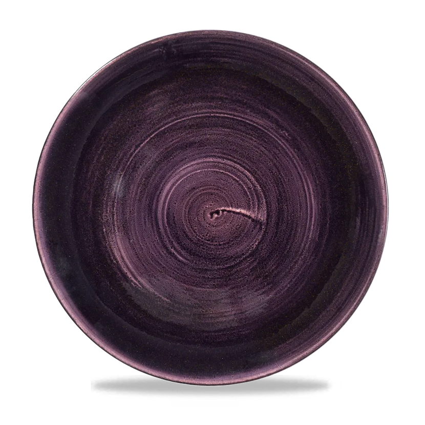 Churchill Stonecast Deep Purple Evolve coupebord Ø 28,8 cm – randloos gespikkeld bord voor hoofdgerechten