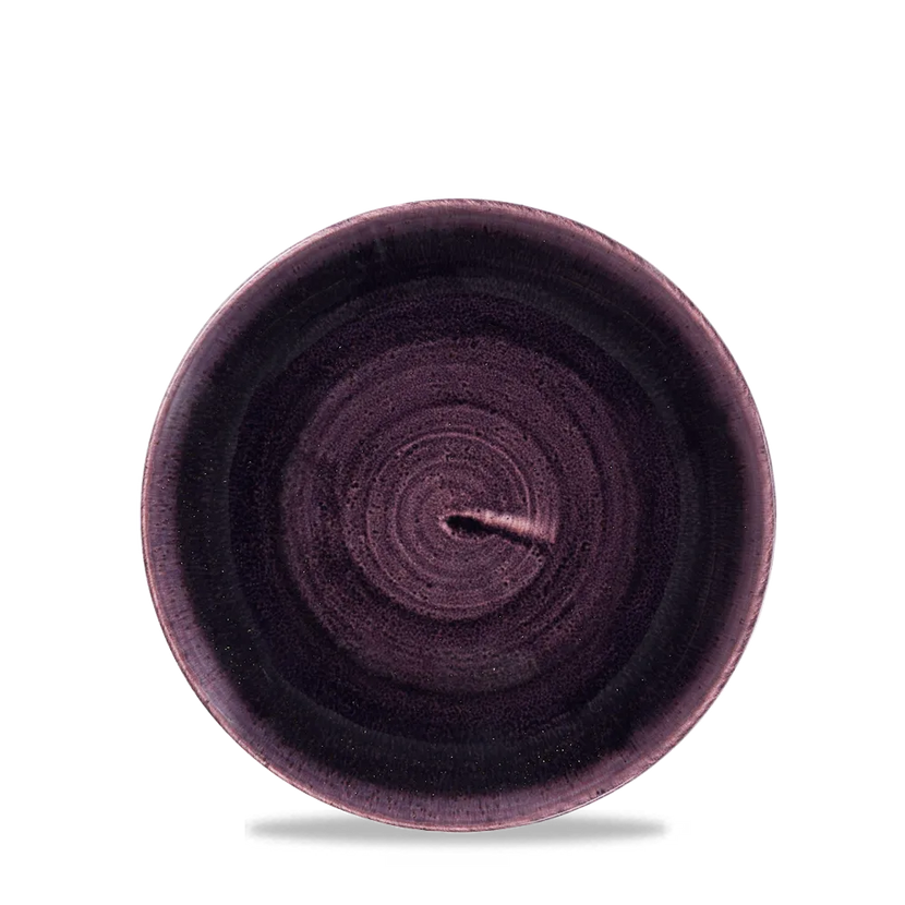 Churchill Stonecast Deep Purple Evolve coupebord Ø 16,5 cm – randloos gespikkeld bordje voor amuses