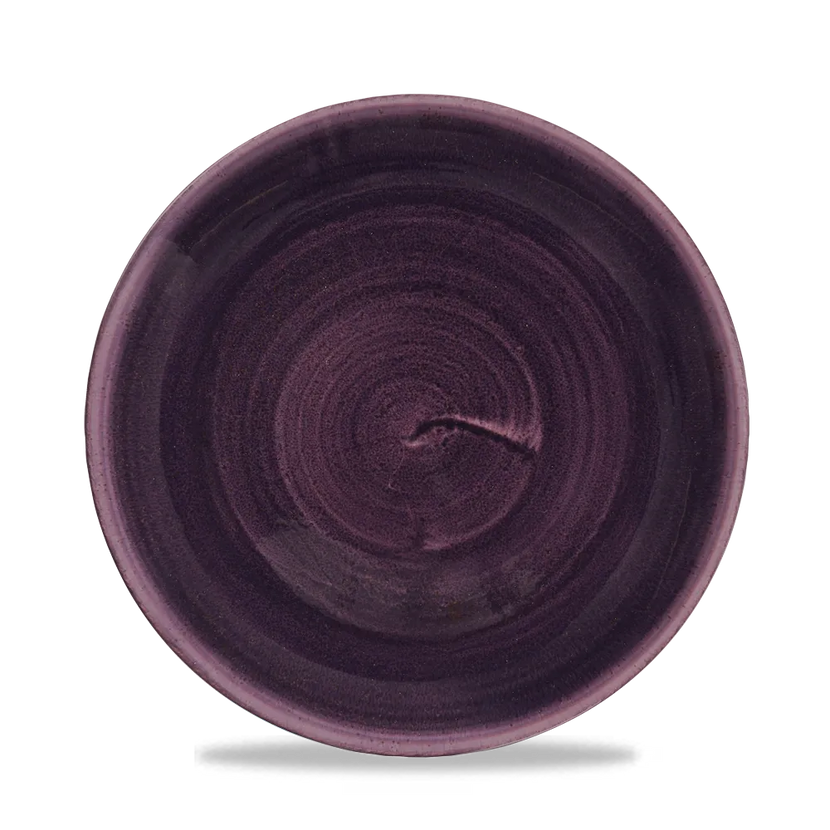 Churchill Stonecast Deep Purple Evolve coupebord Ø 21,7 cm – randloos gespikkeld bord voor voorgerechten