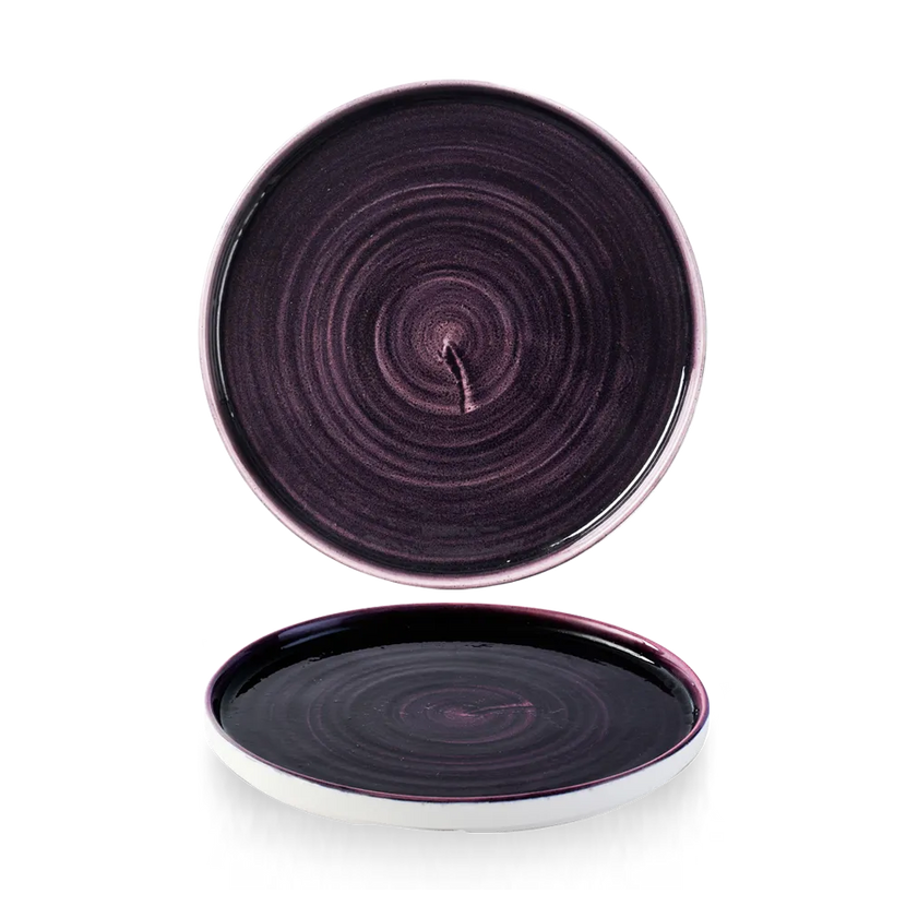 Churchill Stonecast Patina Deep Purple bord met rand Ø 21 cm – gespikkeld bord voor voorgerechten