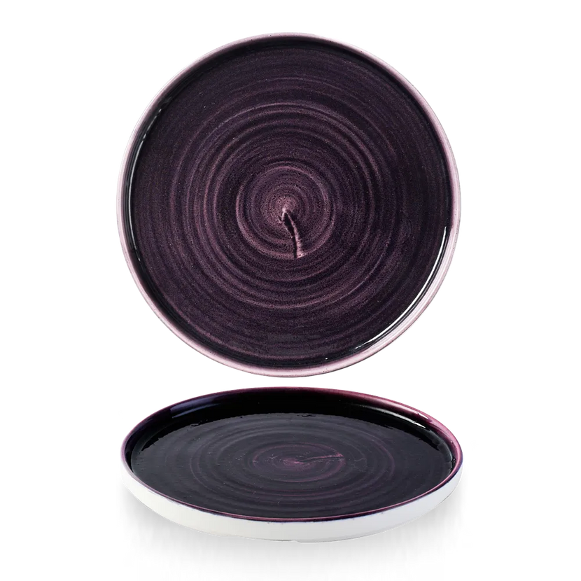 Churchill Stonecast Patina Deep Purple bord met rand Ø 26 cm – gespikkeld bord voor hoofdgerechten