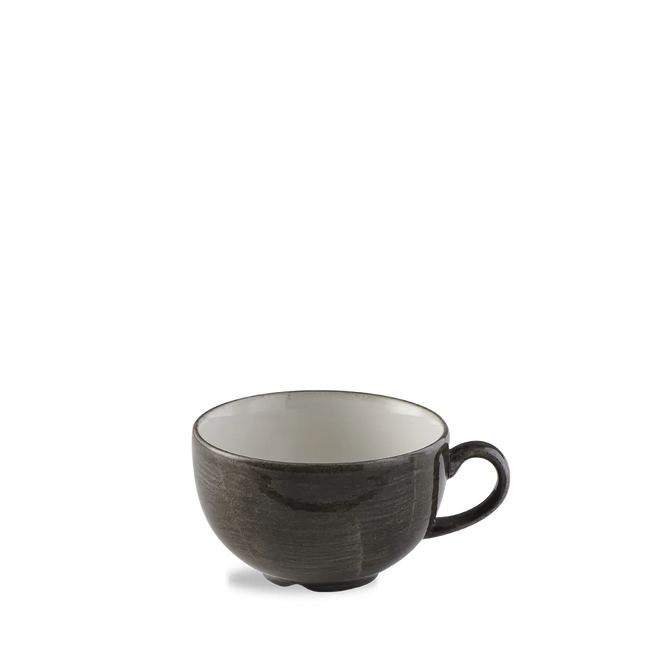 Churchill Stonecast Iron Black cappuccinokopje 340ml – gespikkeld stoneware met reactief glazuur voor horeca