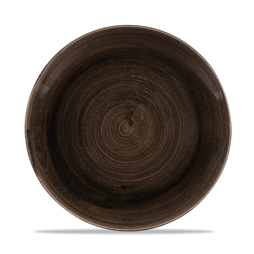Churchill Stonecast Iron Black randloos coupebord 26cm – gespikkeld stoneware met reactief glazuur voor fine dining