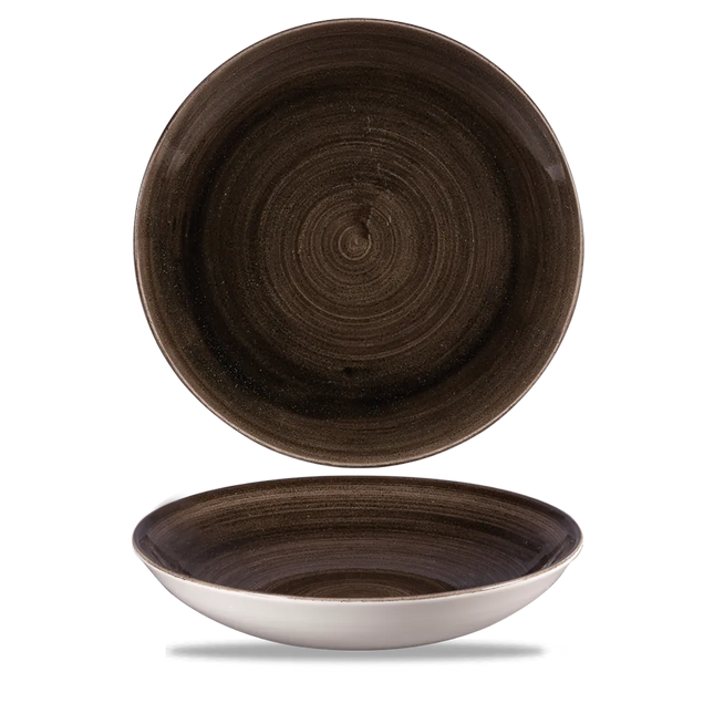 Churchill Stonecast Iron Black randloze coupekom 25cm – gespikkeld stoneware met reactief glazuur voor lunchrooms