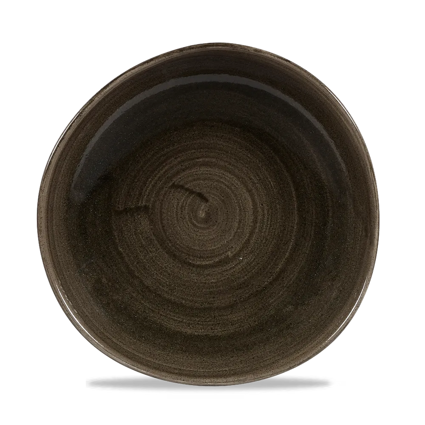 Churchill Stonecast Iron Black rond bord met structuurrand 28.6cm – gespikkeld stoneware met reactief glazuur voor bars