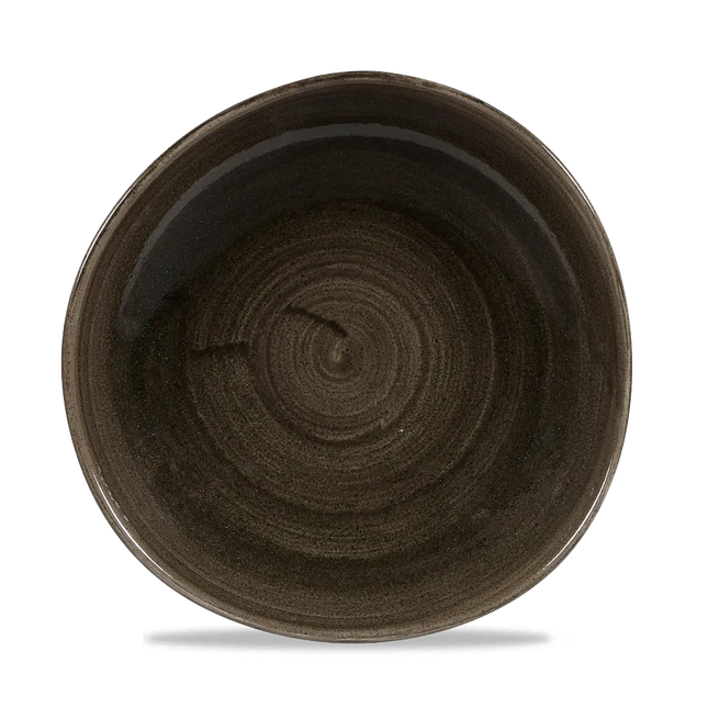 Churchill Stonecast Iron Black rond bord met structuurrand 28.6cm – gespikkeld stoneware met reactief glazuur voor bars