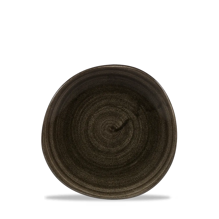Churchill Stonecast Iron Black rond bord met structuurrand 18.6cm – gespikkeld stoneware met reactief glazuur voor horeca