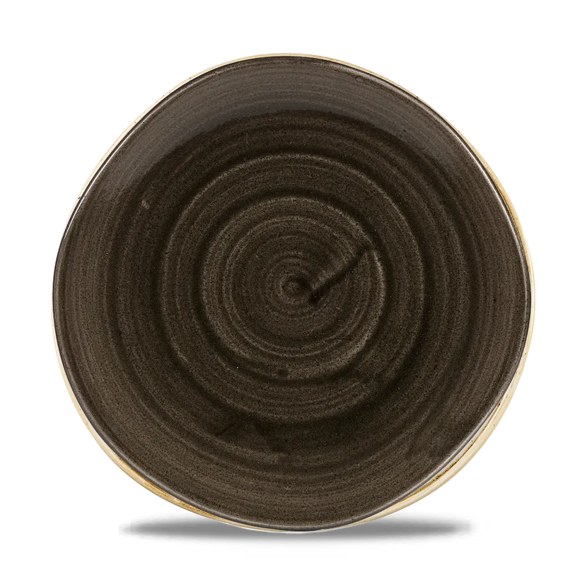 Churchill Stonecast Iron Black kom met structuurrand 25.5cm – gespikkeld stoneware met reactief glazuur voor fine dining