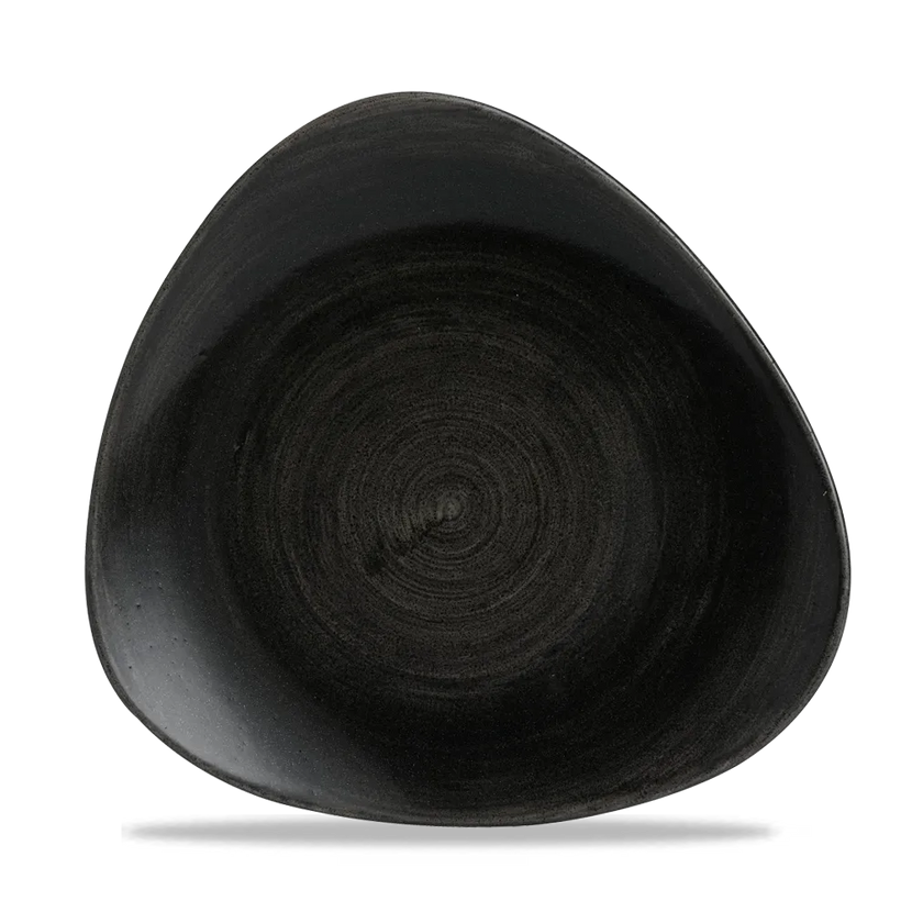 Churchill Stonecast Iron Black lotusvorm bord 26,5 cm – gespikkeld stoneware met reactief glazuur voor bistro's