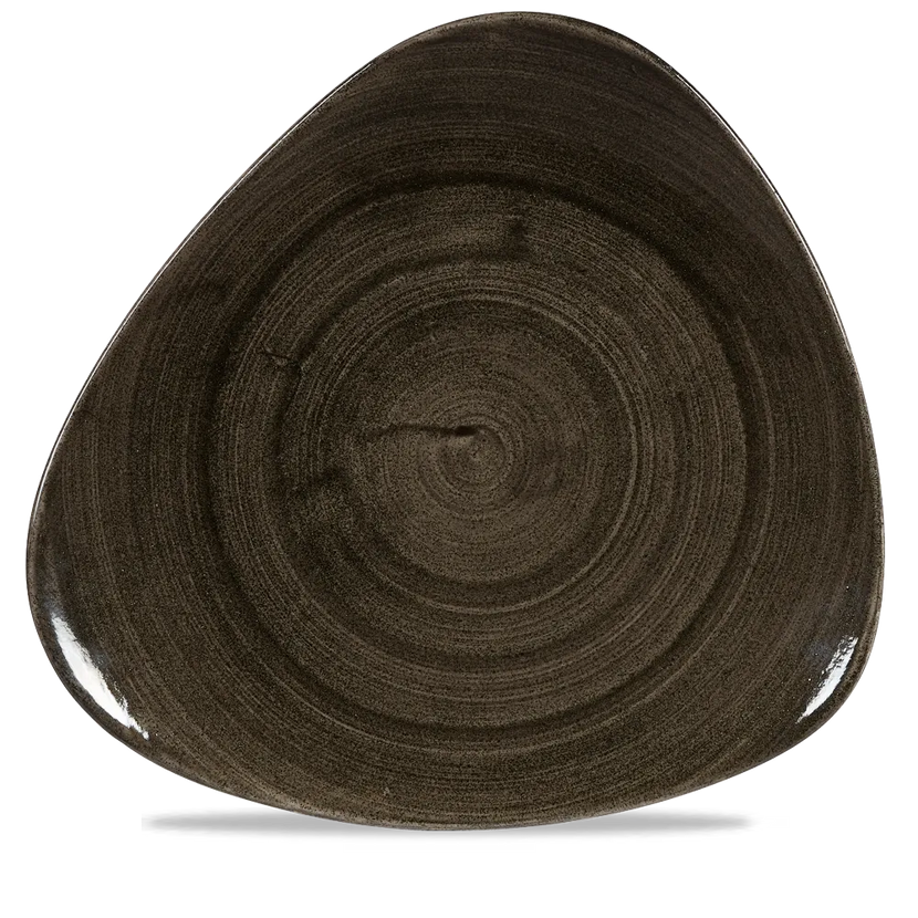 Churchill Stonecast Iron Black lotusvorm bord 30cm – gespikkeld stoneware met reactief glazuur voor brasseries