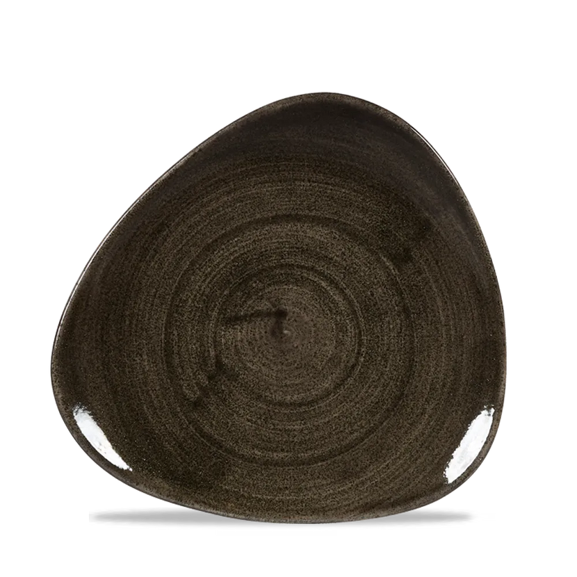 Churchill Stonecast Iron Black lotusvorm bord 20cm – gespikkeld stoneware met reactief glazuur voor lunchrooms