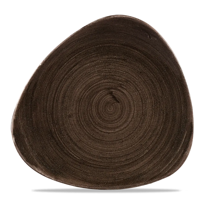 Churchill Stonecast Iron Black lotusvorm bord 23cm – gespikkeld stoneware met reactief glazuur voor banqueting