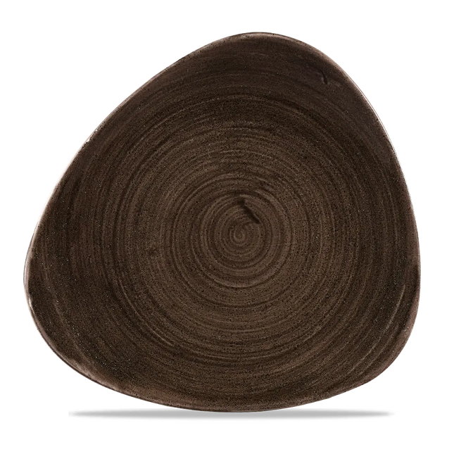 Churchill Stonecast Iron Black lotusvorm bord 23cm – gespikkeld stoneware met reactief glazuur voor banqueting