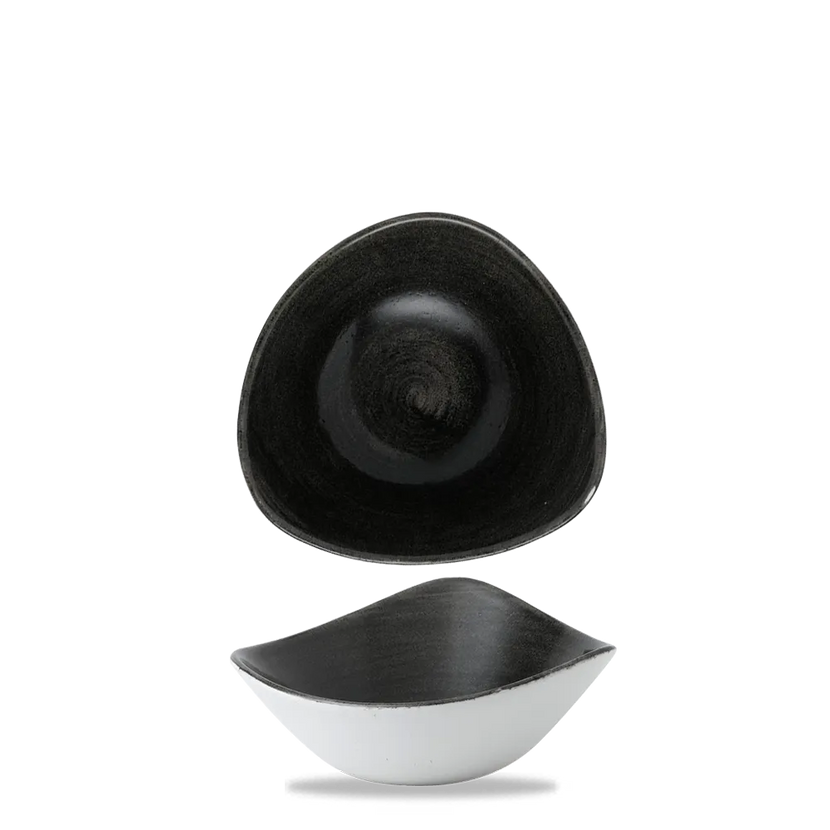 Churchill Stonecast Iron Black lotusvormige kom 18,5 cm – gespikkeld stoneware met reactief glazuur voor hotels