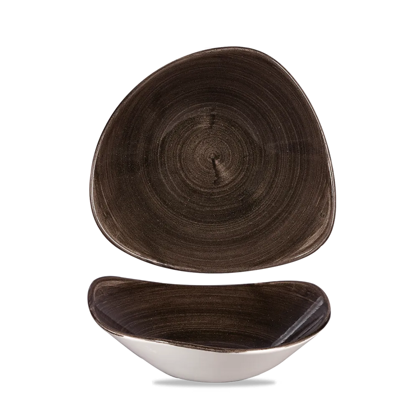 Churchill Stonecast Iron Black lotusvormige kom 24cm – gespikkeld stoneware met reactief glazuur voor cafés