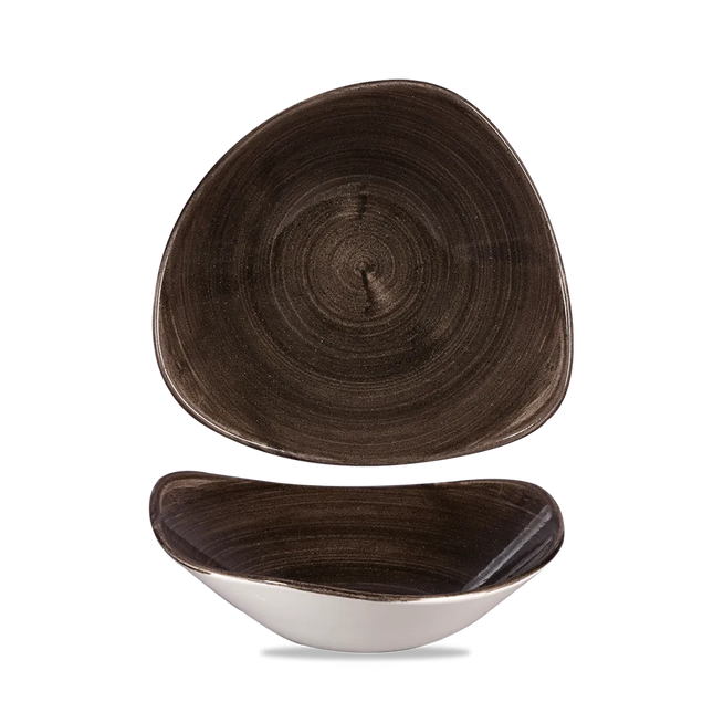 Churchill Stonecast Iron Black lotusvormige kom 24cm – gespikkeld stoneware met reactief glazuur voor cafés