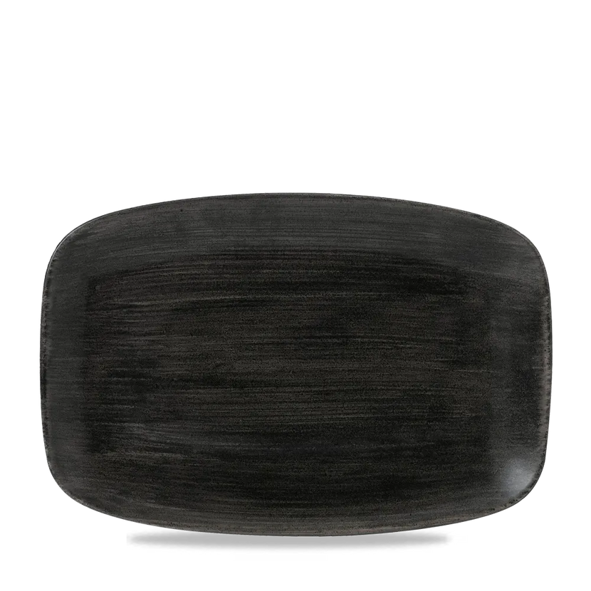 Churchill Stonecast Iron Black ovaal chef's bord 35,5x18,9cm – gespikkeld stoneware met reactief glazuur voor brasseries