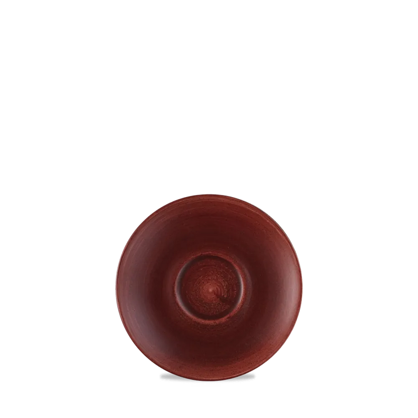 Churchill Stonecast Red Rust espresso-schotel – gespikkeld stoneware met reactief glazuur voor cafés