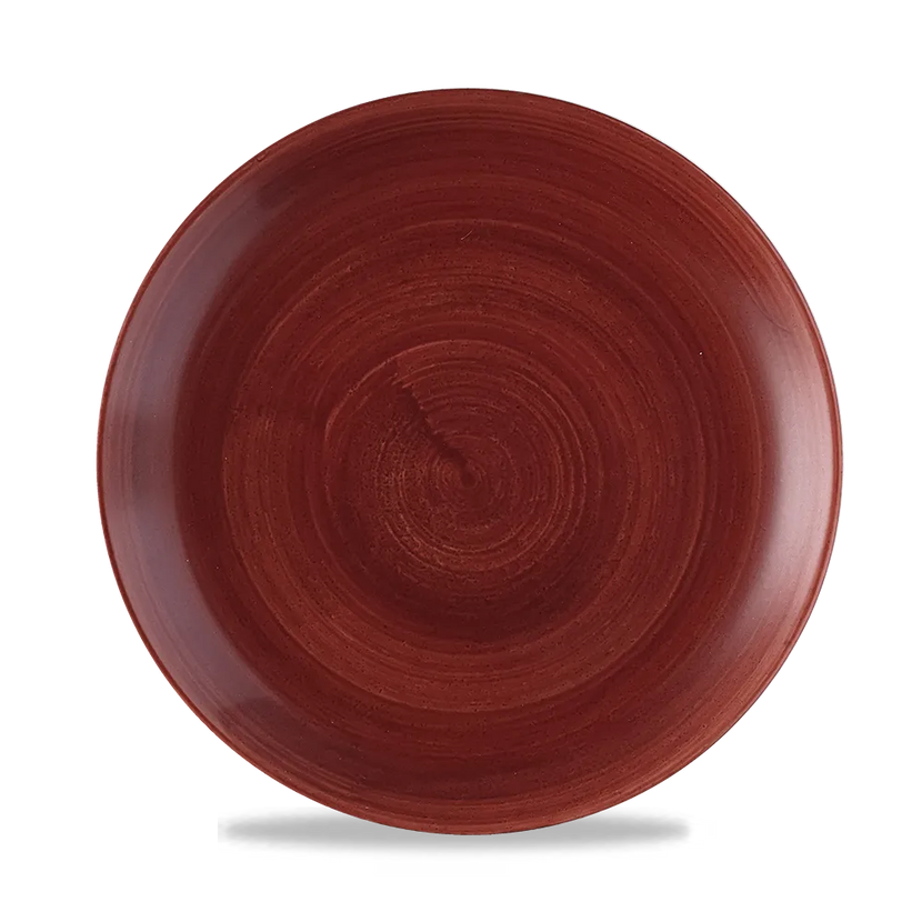 Churchill Stonecast Red Rust randloos coupebord 26cm – gespikkeld stoneware met reactief glazuur voor bars