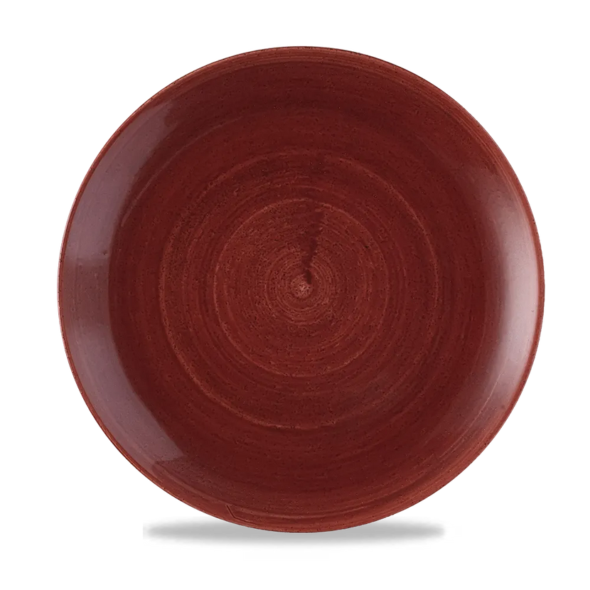 Churchill Stonecast Red Rust randloos coupebord 29cm – gespikkeld stoneware met reactief glazuur voor horeca