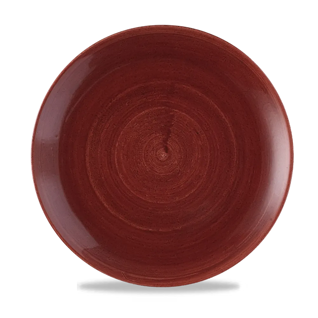 Churchill Stonecast Red Rust randloos coupebord 29cm – gespikkeld stoneware met reactief glazuur voor horeca