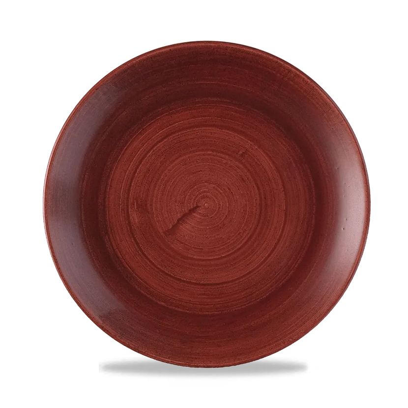 Churchill Stonecast Red Rust randloos coupebord 22cm – gespikkeld stoneware met reactief glazuur voor catering