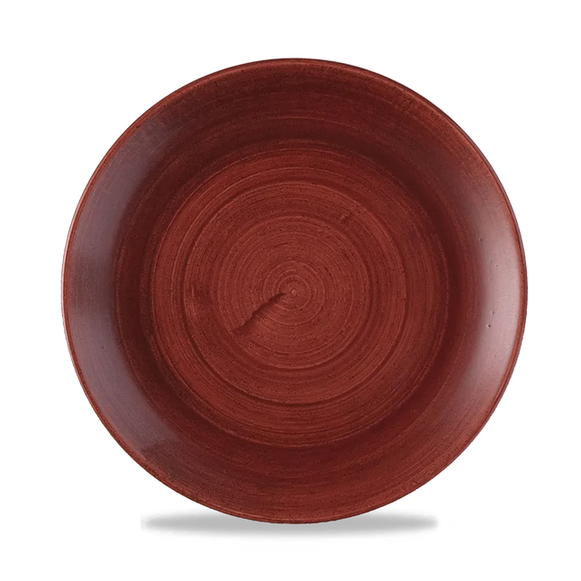 Churchill Stonecast Red Rust randloos coupebord 22cm – gespikkeld stoneware met reactief glazuur voor catering