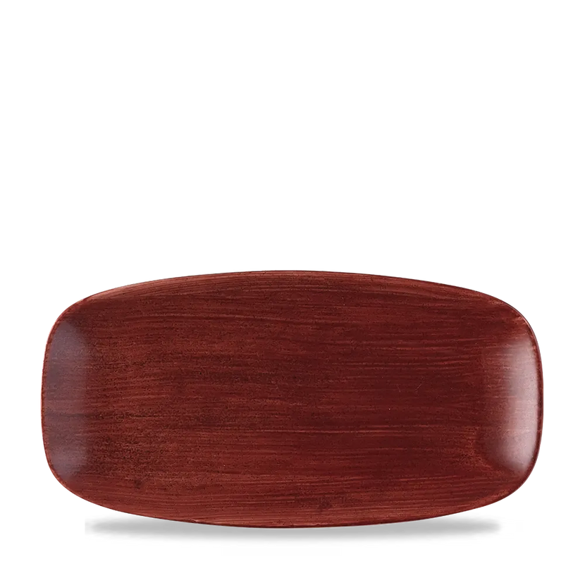 Churchill Stonecast Red Rust ovaal chef's bord 29.8x15.3cm – gespikkeld stoneware met reactief glazuur voor hotels