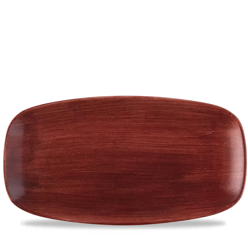 Churchill Stonecast Red Rust ovaal chef's bord 35.5x18.9cm – gespikkeld stoneware met reactief glazuur voor cafés