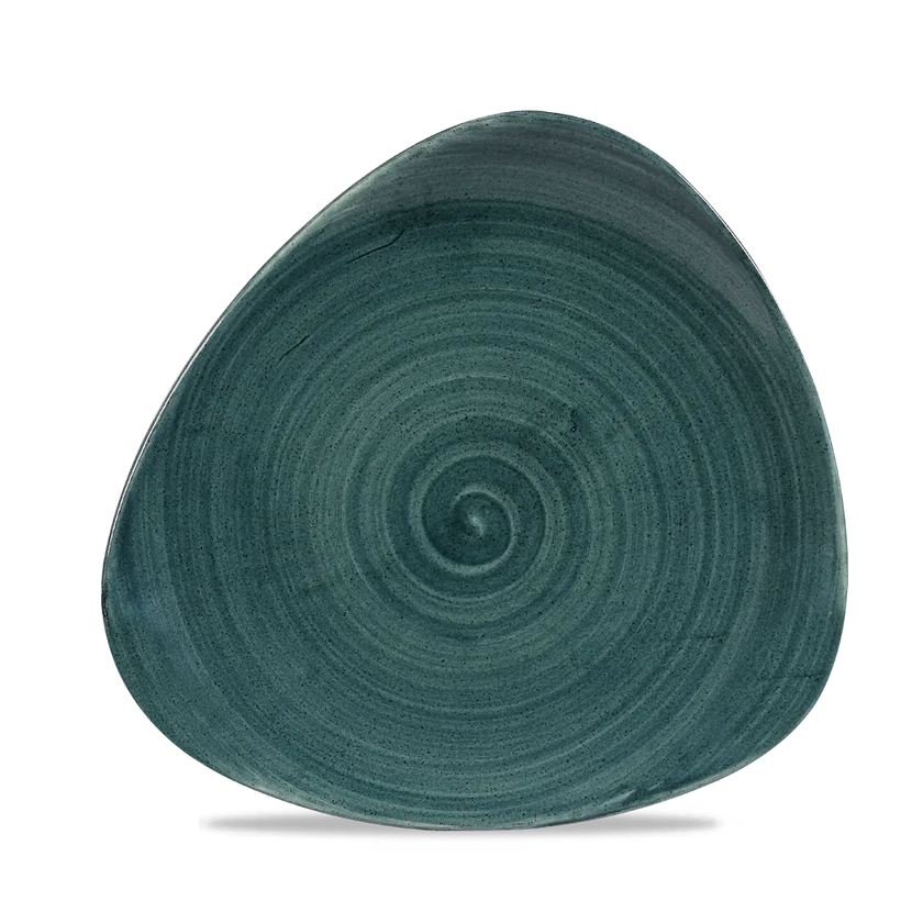 Churchill Stonecast Rustic Teal lotusvorm bord 23cm – gespikkeld stoneware met reactief glazuur voor bistro's