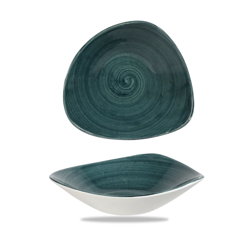 Churchill Stonecast Rustic Teal lotusvormige kom 24cm – gespikkeld stoneware met reactief glazuur voor lunchrooms