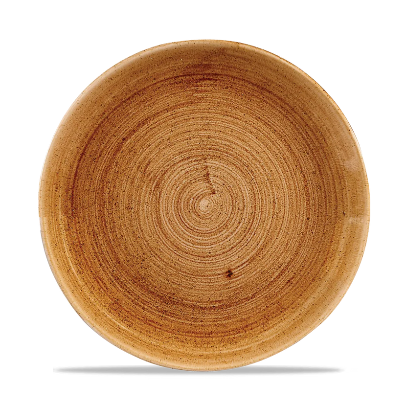 Churchill Stonecast Copper randloos coupebord 26.1cm – gespikkeld stoneware met reactief glazuur voor hotels