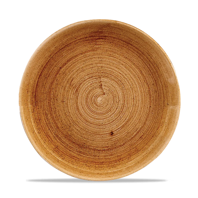 Churchill Stonecast Copper randloos coupebord 26.1cm – gespikkeld stoneware met reactief glazuur voor hotels